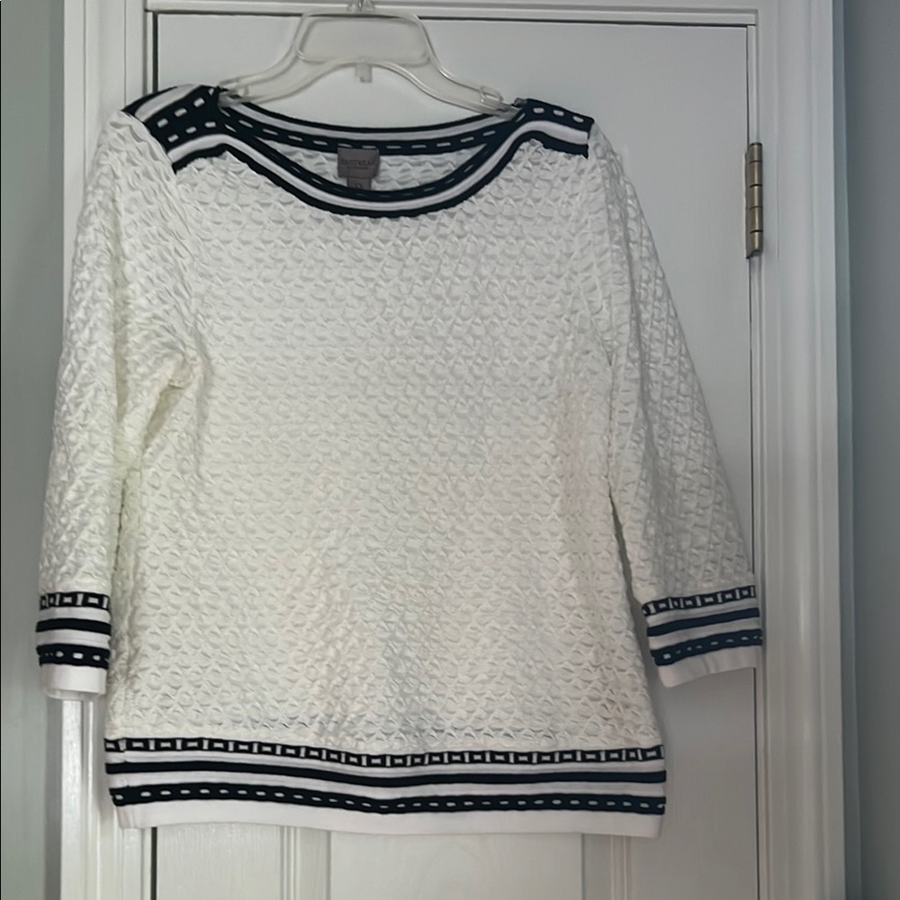 Chico's White and Black Textured Top